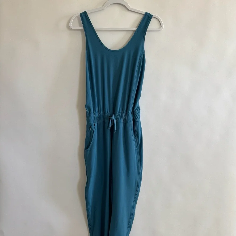 Patagonia Womens Fleetwith Romper Teal Jumpsuit XS Crossover Back Athleisure - Picture 2 of 14